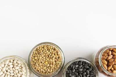 Close-up of candies against white background