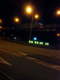 Light trails on road at night