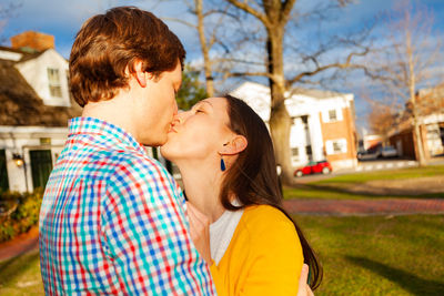 Side view of young woman looking away