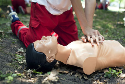 Low section of woman lying down