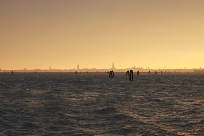 Scenic view of sea against clear sky