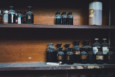 Bottles on shelf