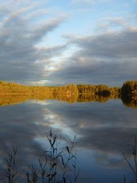 Scenic view of lake against sky