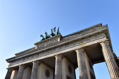 Low angle view of historical building against clear sky