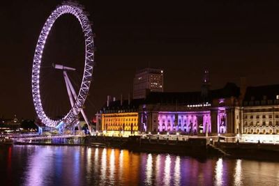 Illuminated city at night