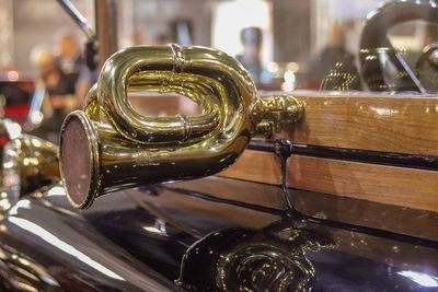 Close-up of machine on table