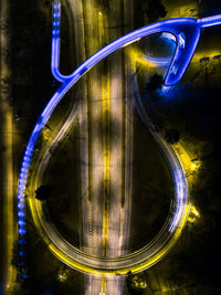 Light trails on road at night