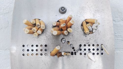 High angle view of cigarette butt