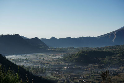 Scenic view of mountains against clear sky