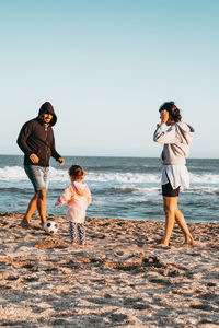 Family enjoying at beach