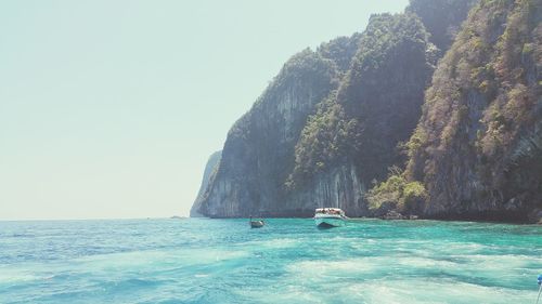 Boats in calm sea