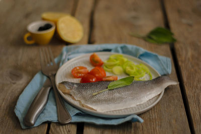 Close-up of breakfast on table