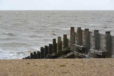 Scenic view of sea against the grey sky