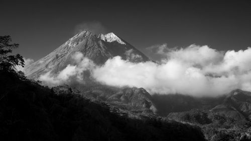 Panoramic view of snowcapped mountains against sky