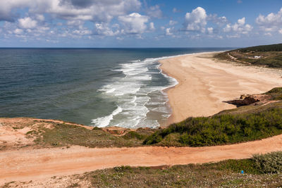 Scenic view of beach against sky