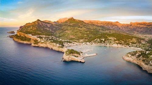Scenic view of sea against sky at sunset