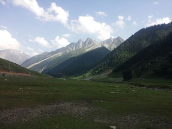 Scenic view of mountains against sky