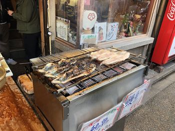 High angle view of food for sale