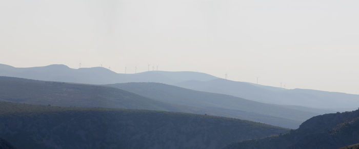 Scenic view of mountains against clear sky