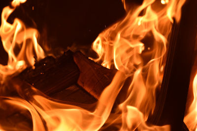 Close-up of bonfire at night