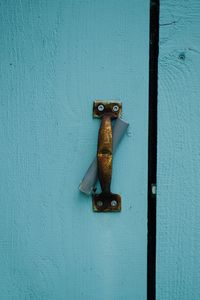 High angle view of wooden door