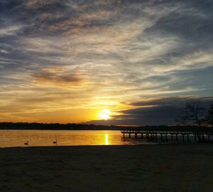 Scenic view of sunset over sea