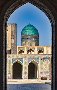 Exterior of historic building against clear sky