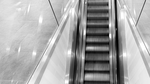 High angle view of escalator