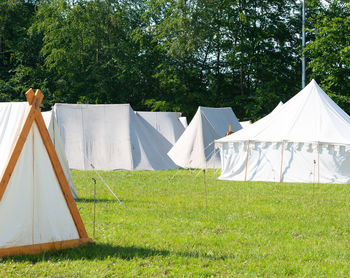 View of tent in field