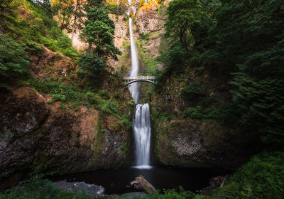 Multnomah falls amidst benson bridge