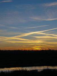 Scenic view of silhouette landscape against sky during sunset