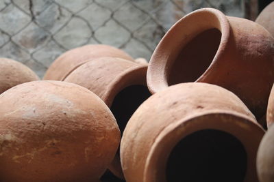 Close-up of bread in container for sale