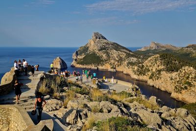 High angle view of people at seaside landscape