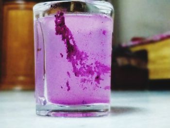 Close-up of drink in glass on table