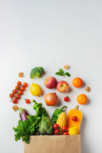 Close-up of fruits on white background