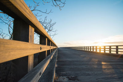 View of wooden bridge