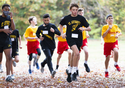 Group of people running