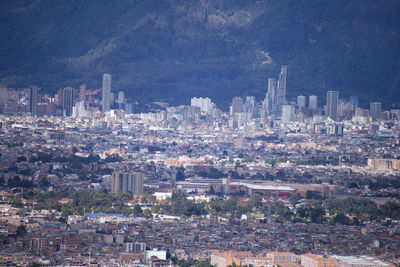 High angle view of buildings in city