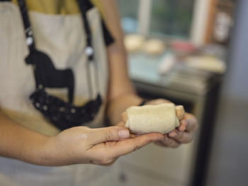 Close up view . homemade bakery sausage sourdough yeast artisan bread raw