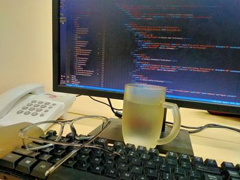 Close-up of computer keyboard on table