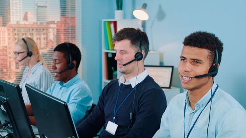 Business colleagues working at office