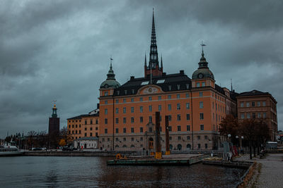 View of buildings against cloudy sky