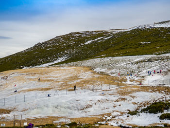 Scenic view of snowcapped mountain against sky