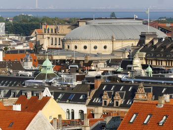 High angle view of buildings in city