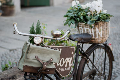 Bicycle parked on footpath