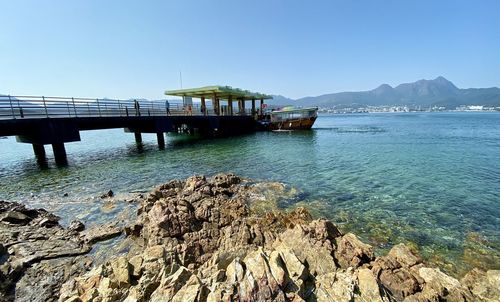 Scenic view of sea against clear sky