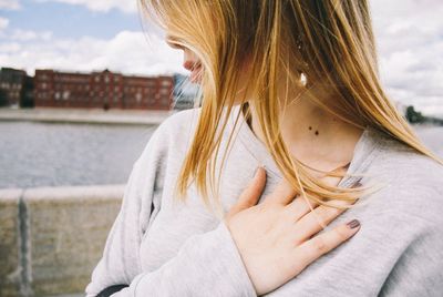 Close-up of woman looking away