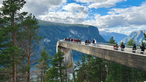 High angle view of bridge over river against sky