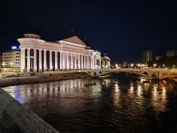 Bridge over river at night
