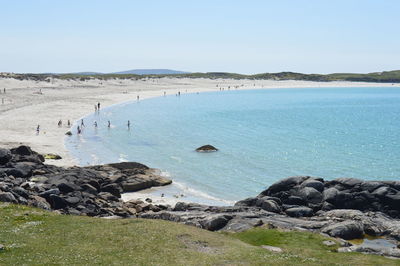 Scenic view of sea against clear sky